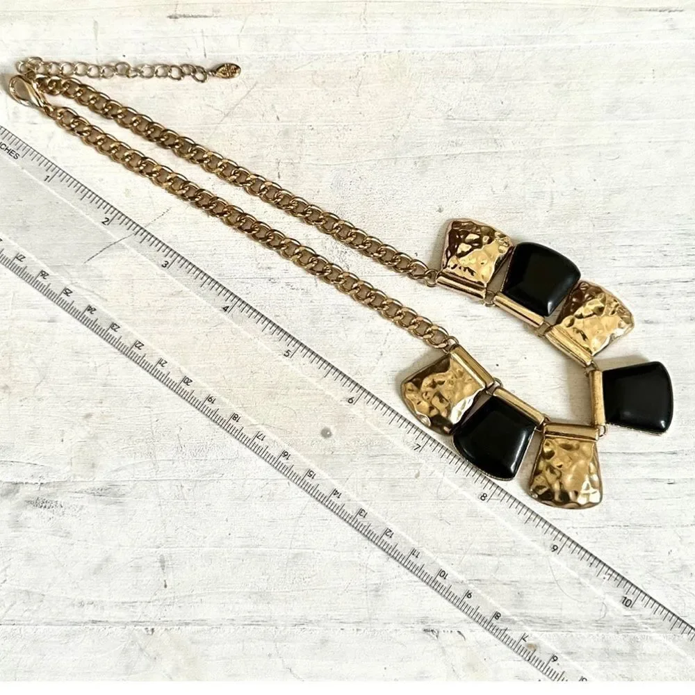 L.JTM gold tone and black necklace
